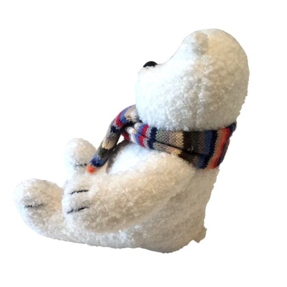 Polar Plush Bear Baby GAP White Striped Knit Scarf Vintage - Picture 5 of 8